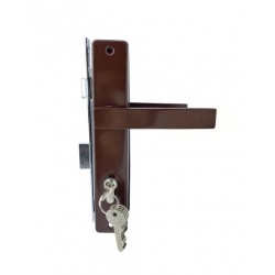 Врезной замок на калитку, ворота или металопластиковые двери с ручками коричневый 85/30 мм
