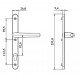 Ручка нажимна на планці для металопластикових дверей Astex HERMES DHS 92/26/251/208 з пружиною 3 гвинта