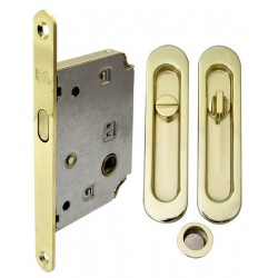 Комплект для розсувних дверей RDA (ручка SL-155 + замок RDA з отв планкою 4120) полірована латунь (24951)