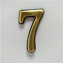 Номер на двері золотий сім TOP, цифра 7, номерок дверної 50мм самоклеючий сімка