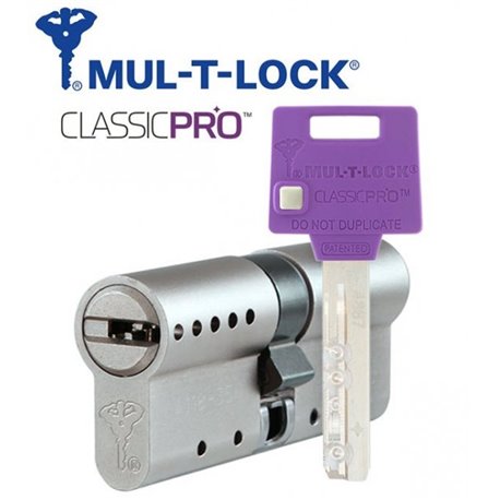 Циліндр Mul-T-Lock ClassicPro 54мм (27х27) ключ/ключ нікель-сатин 3 ключа