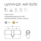 Циліндр LINDE A6Р 30x30 ключ-ключ 60 мм полірована латунь