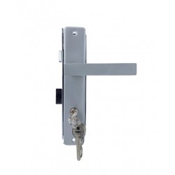 Врезной замок на калитку, ворота или металопластиковые двери с ручками светло-серый 85/30 мм
